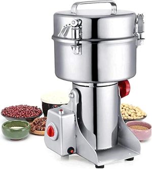 JUSTBUY Commercial Home Large Capacity Crusher Grains Dry Grinding Machine,Stainless Steel 2000g High Power Spice Mill,Grinding Broken Powder Machine For Household/Resturant/Hotel/Chinese Medicine
