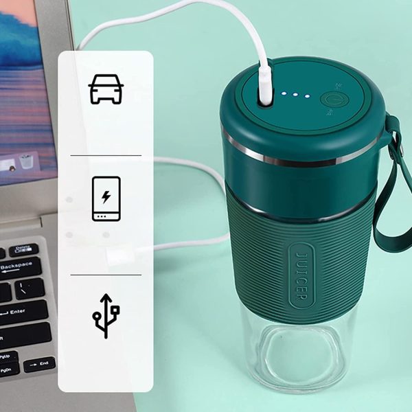 ⁦SYOSI Portable Blender Cup 300 ML Personal Blender Smoothie Maker Make Healthy Smoothies for Travel Sports Kitchen, Juicer with Stainless Steel Two-blade Cutter Head Fruit Juice Mixer Battery Powered⁩ - الصورة ⁦5⁩
