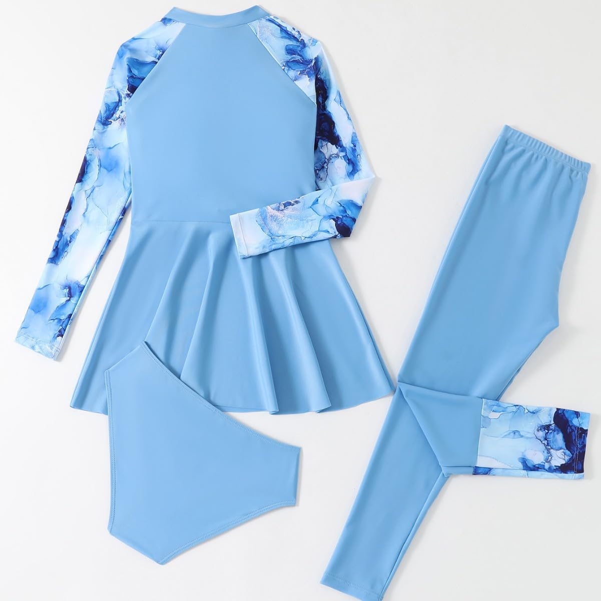 Sthxyfaith 3-Piece Girls Modest Muslim Swimsuit Separates Set, Long Sleeve Rash Guard with Leggings,Full Coverage Swimwear UPF 50+ 2 Sthxyfaith 3-Piece Girls Modest Muslim Swimsuit Separates Set, Long Sleeve Rash Guard with Leggings,Full Coverage Swimwear UPF 50+ - الصورة 2