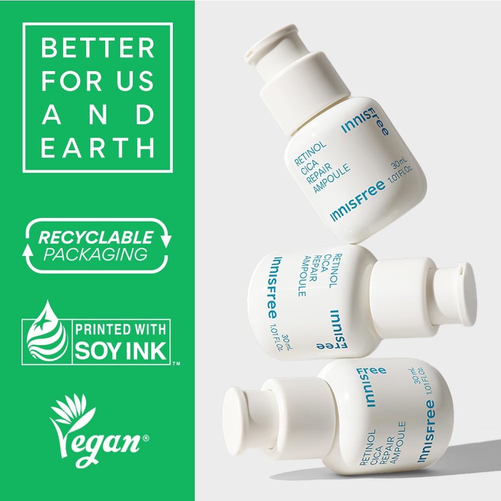 Innisfree Retinol Cica Repair Ampoule 30ml with Hyaluronic Acid, Reduces Skin Blemishes and improves skin elasticity, Korean Face Serum 11 Innisfree Retinol Cica Repair Ampoule 30ml with Hyaluronic Acid, Reduces Skin Blemishes and improves skin elasticity, Korean Face Serum - الصورة 11