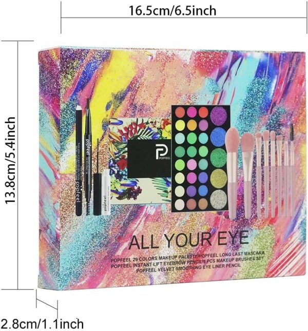⁦Eye Make up Kit with 29-Color Eyeshadow Palette, Makeup Brushes, Eyeliner Pencil, Eyebrow Pencil & Mascara - Versatile Eye Shadow Set for Daily & Party Makeup, Easy to Blend & Long-lasting⁩ - الصورة ⁦5⁩