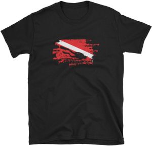 تي شيرت تي شيرت مطبوع عليه علم الغوص تحت الماء من دايفر داون