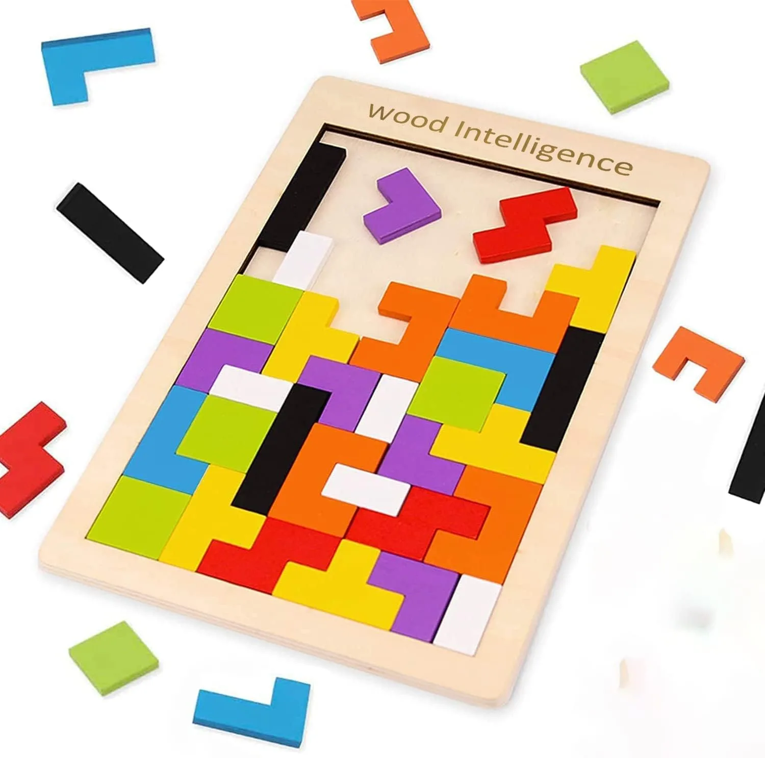 X Spring Wooden Puzzle Brain Teaser, Russian Tangram Intelligence Colorful 3D Jigsaw Game, Stem Montessori Educational Gift for Ages 4-8 Kids and Adults