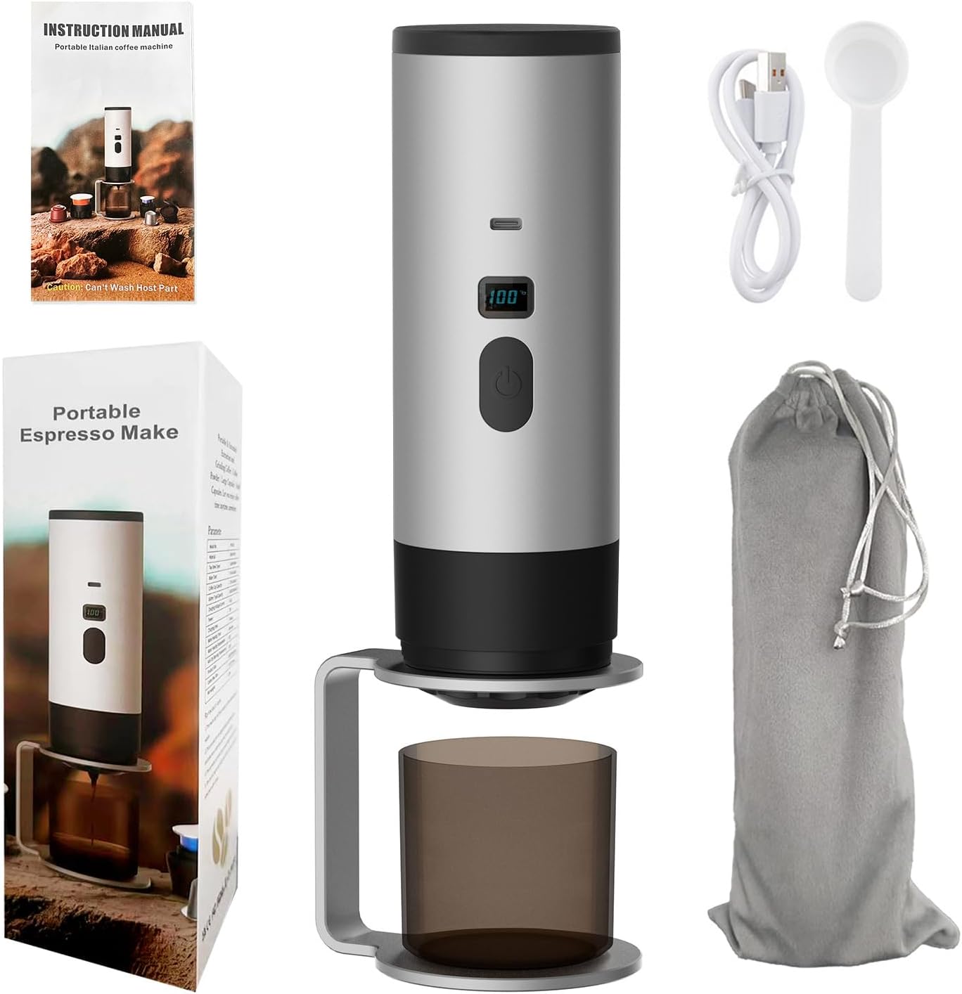 EastChoix Portable Espresso Machine, High-Pressure Self-Heating Coffee Maker, 3-in-1 Wireless Design Compatible with Coffee Capsules & Ground Coffee, USB-C Charging, for Travel, Camping & Office Use 1 EastChoix Portable Espresso Machine, High-Pressure Self-Heating Coffee Maker, 3-in-1 Wireless Design Compatible with Coffee Capsules & Ground Coffee, USB-C Charging, for Travel, Camping & Office Use