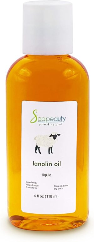 Soapeauty LANOLIN OIL Cold Pressed Unrefined | 100% Natural Available in Bulk | Carrier for Essential Oils, Face, Skin, Hair Moisturizer, Soap Making | (4 oz)