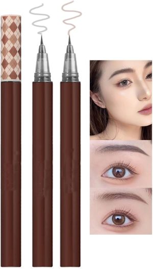 KOWVOWZ 2 Pack Eyebrow Pencils, Waterproof Eyebrow Pencil, Ultra-Fine Liquid Eyebrow Pen Long Lasting No Dizzy Makeup for Make Natural Eyebrow Hair (Brown & Gray)