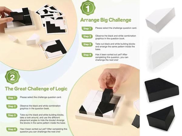 ⁦ALMEKAQUZ Intelligence Puzzle Wooden Blocks Puzzle Table Games, Brain Teaser Puzzle Game with 80 Challenges,Brain Toys for Kids, STEM Montessori Toys for Boys Girls,Travel Toys,Stocking Stuffers⁩ - الصورة ⁦4⁩