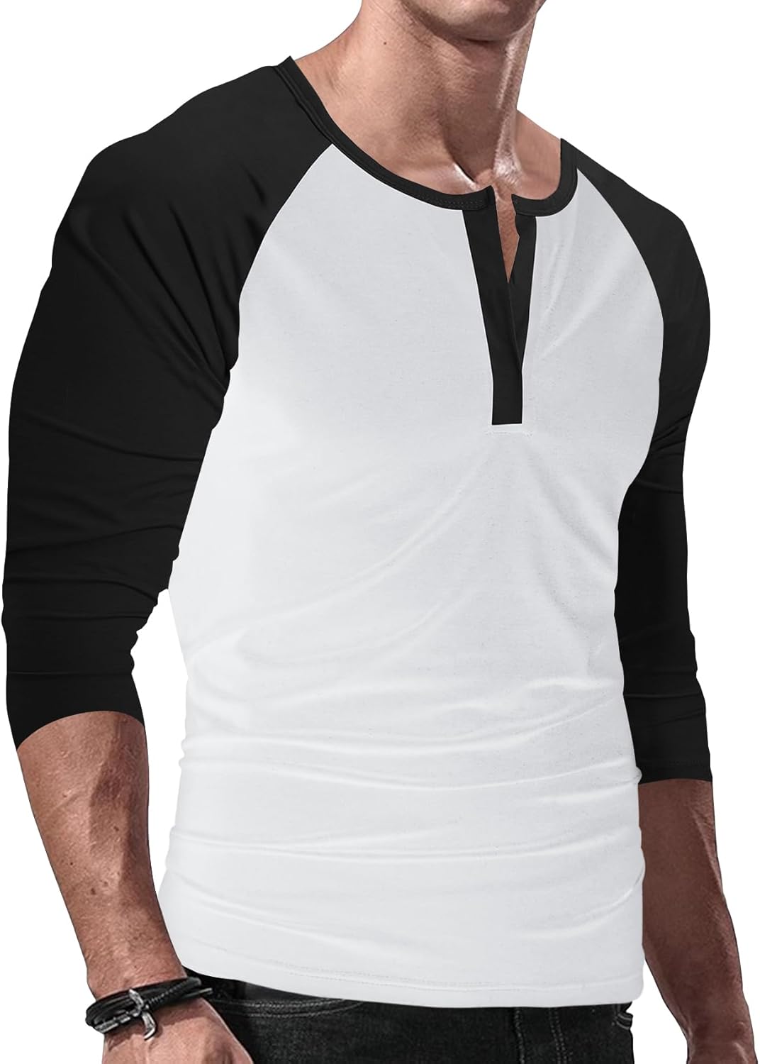 Men's V-Neck Casual 3/4 Sleeve Baseball Tshirt Raglan Jersey Shirt 5 Men's V-Neck Casual 3/4 Sleeve Baseball Tshirt Raglan Jersey Shirt - الصورة 5