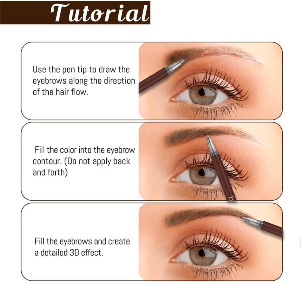 ⁦KASTWAVE 2 Pack Eyebrow Pencils, Ultra-Fine Waterproof Brow Pen, Waterproof, Sweat-Proof, Long-Lasting, Natural, No Dizzy Makeup, Natural Daily Look Perfect for Blondes & Dark Hair (Brown & Gray)⁩ - الصورة ⁦6⁩
