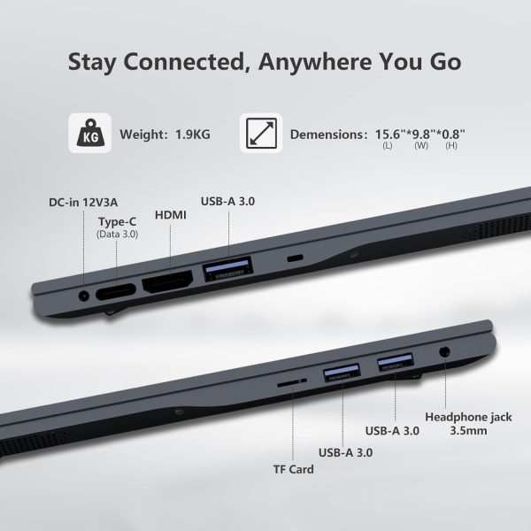 ⁦2025 17.3 Inch Laptop, 16GB DDR4 512GB SSD Gaming Laptop, Celeron N150 (4C/4T, Up to 3.6GHz) Laptop Computer, WiFi 5 BT 4.2, Backlit Keyboard, 6Hr Battery, USB 3.0, HDMI, Win 11 Pro Business Laptop⁩ - الصورة ⁦7⁩