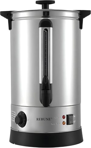 ريبون غلاية مياه كهربائية 40 لتر RE-6-40 لتر | 2500 واط، فضي/اسود، ضمان لمدة عامين، سعة 400 كوب، اقل من 30 دقيقة من الغليان | غلاية ماء كهربائية 40 لتر ريبون RE-6-40L