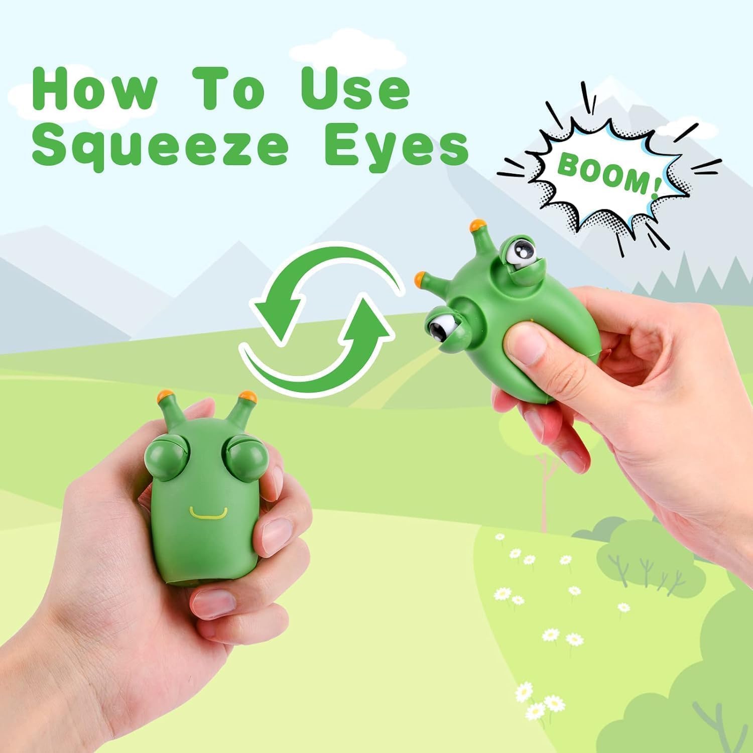 Montchi Green Bug Squeeze Toys, Funny Grass Eyes Popping Out Toys, Kids Sensory Fidget Toys, Eyeball Bouncing Toys, Fidget Slug Pop-it Toys for Toddlers Kids Adults Autism and ADHD 2 Montchi Green Bug Squeeze Toys, Funny Grass Eyes Popping Out Toys, Kids Sensory Fidget Toys, Eyeball Bouncing Toys, Fidget Slug Pop-it Toys for Toddlers Kids Adults Autism and ADHD - الصورة 2