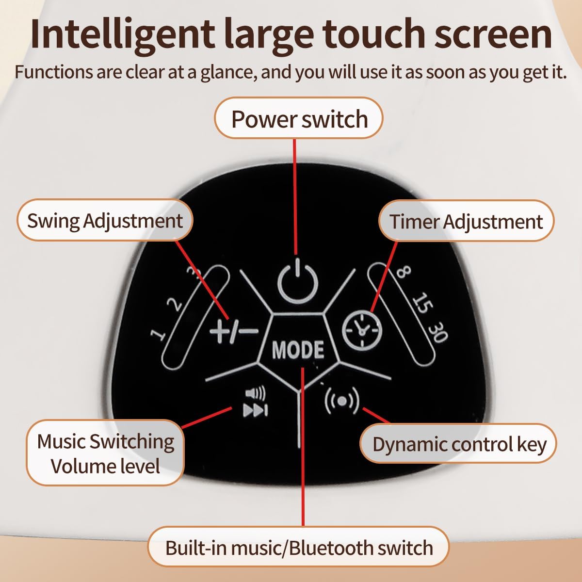 3-in-1 Baby Swing, Electric Rocker and Bouncer Chair, 5 Swing Speed, 10 Lullabies, Remote Control, Timing and Bluetooth Function, With Mosquito Net, 5-Point Harness,Gray with White 8 3-in-1 Baby Swing, Electric Rocker and Bouncer Chair, 5 Swing Speed, 10 Lullabies, Remote Control, Timing and Bluetooth Function, With Mosquito Net, 5-Point Harness,Gray with White - الصورة 8