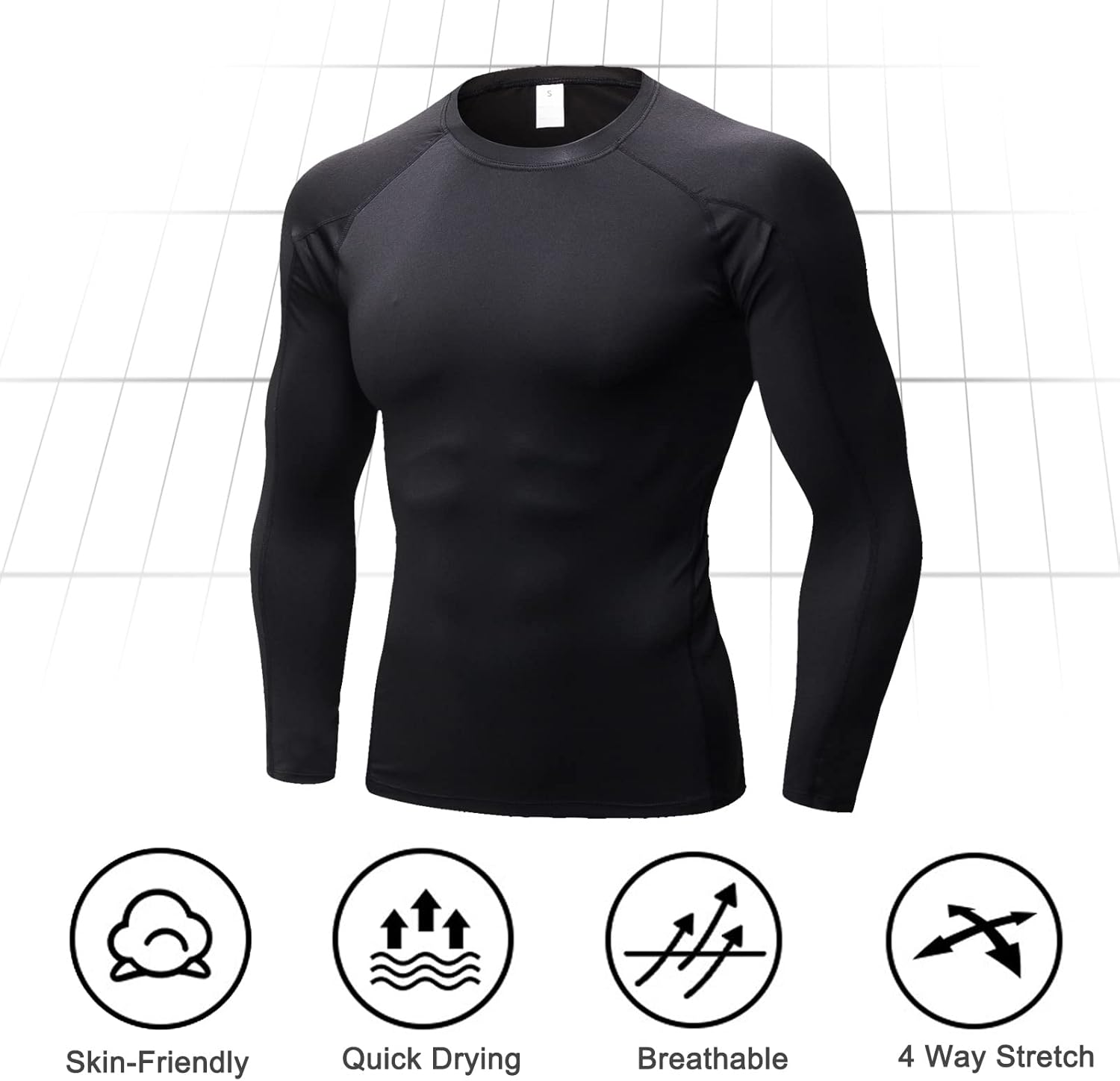 LNFINTDO 2 Pack Mens Compression Tops Base Layer Long Sleeve for Men T-Shirt Dry Fit Cooling Sport Tops for Workout Athletic Training Cycling Gym 5 LNFINTDO 2 Pack Mens Compression Tops Base Layer Long Sleeve for Men T-Shirt Dry Fit Cooling Sport Tops for Workout Athletic Training Cycling Gym - الصورة 5