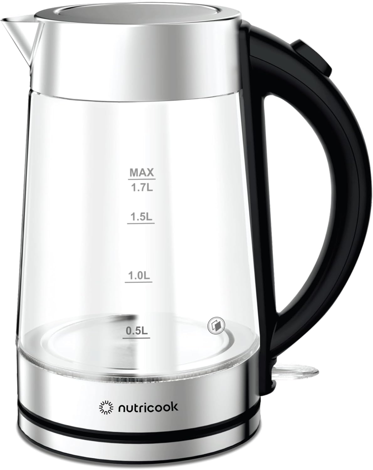 Nutricook Glass Kettle 2200W, 1.7L, Double wall Cool touch exterior, Auto Shut Off, Boil dry Protection, LED Indicator, 360° swivel base, Power Cord Storage, 2 Yr Warranty, GK100 2 Nutricook Glass Kettle 2200W, 1.7L, Double wall Cool touch exterior, Auto Shut Off, Boil dry Protection, LED Indicator, 360° swivel base, Power Cord Storage, 2 Yr Warranty, GK100 - الصورة 2