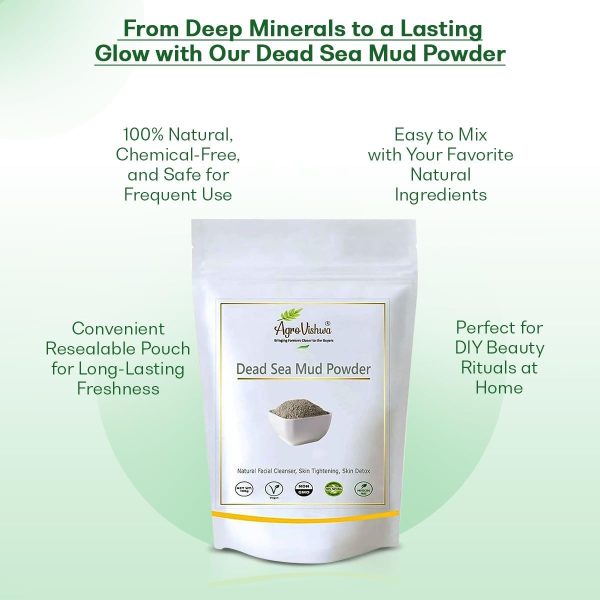 ⁦Agrovishwa 100% Natural Dead Sea Mud Powder For Face, Body & Hair powder - 100g⁩ - الصورة ⁦5⁩