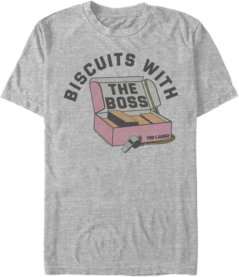 Warner Bros. Mens Ted Lasso Buscuit Boss Men's Tops Short Sleeve Tee Shirt, Athletic Heather, 5X-Large Big Tall 1 Warner Bros. Mens Ted Lasso Buscuit Boss Men's Tops Short Sleeve Tee Shirt, Athletic Heather, 5X-Large Big Tall