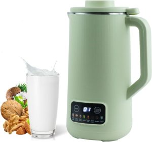 Small Soy Milk Maker, 21Oz Nut Milk Maker Machine, Automatic Nut Milk Maker, Homemade Almond Milk Maker, 10-Leaf Blades, Self-Clean, Keep Warm, Boil Water, Delay Start, Free Filtering (Green, 600ml)