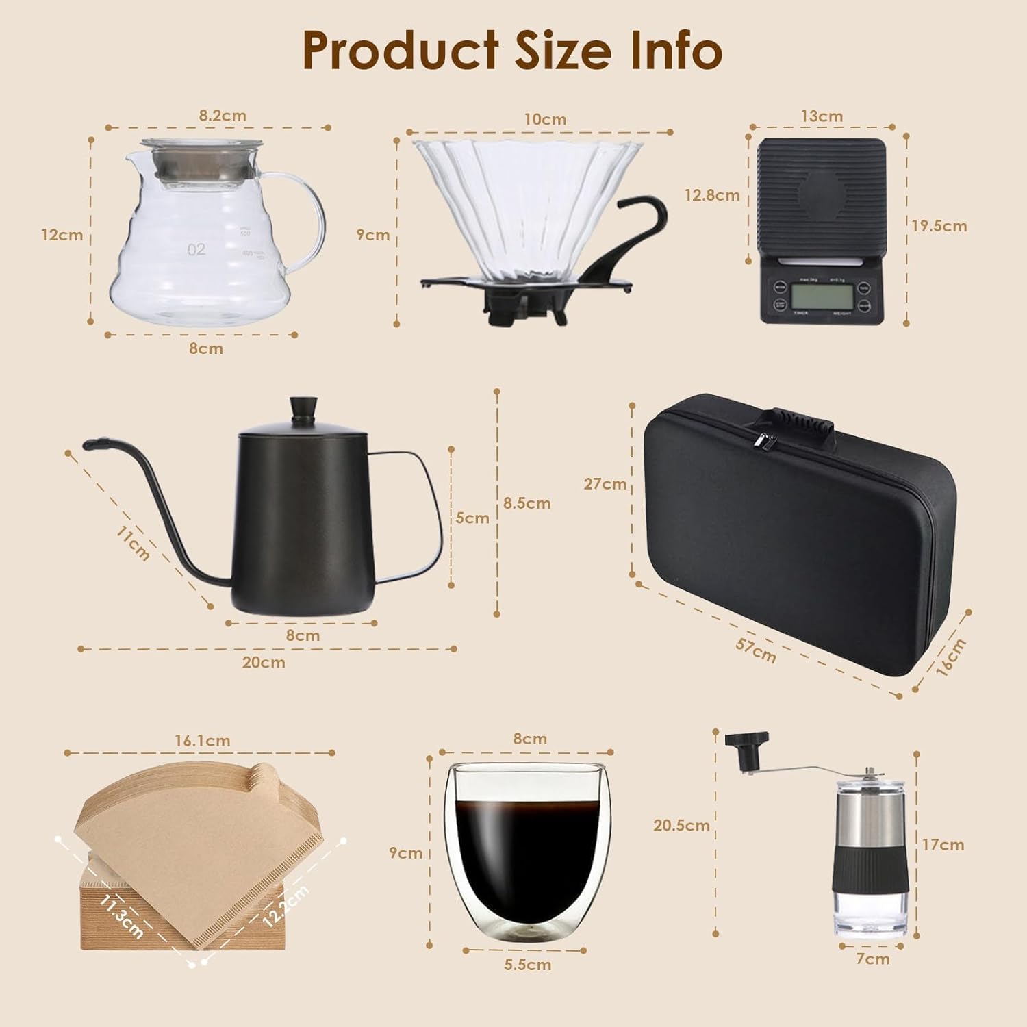 Bolivia's V60 Coffee Maker Set, 9-Piece Black Pour Over Coffee Kit with Portable Carry Case, Complete Coffee Brewing Set for Camping Travel and Home Use 4 Bolivia's V60 Coffee Maker Set, 9-Piece Black Pour Over Coffee Kit with Portable Carry Case, Complete Coffee Brewing Set for Camping Travel and Home Use - الصورة 4