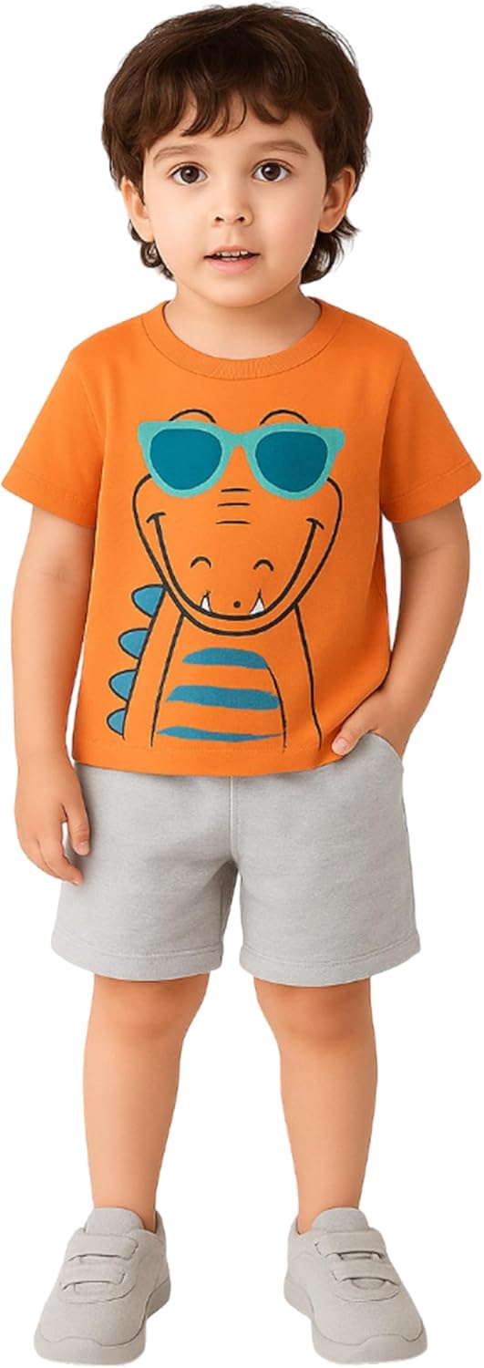 LUAY 100% Organic Cotton Baby Boy & Girls Clothing Set Short Sleeve Kids Clothes Boys & Girls Toddler Short Set Cute Animal Print Combo Pack Of 2 Top and Shorts Outfit For New born 2 LUAY 100% Organic Cotton Baby Boy & Girls Clothing Set Short Sleeve Kids Clothes Boys & Girls Toddler Short Set Cute Animal Print Combo Pack Of 2 Top and Shorts Outfit For New born - الصورة 2