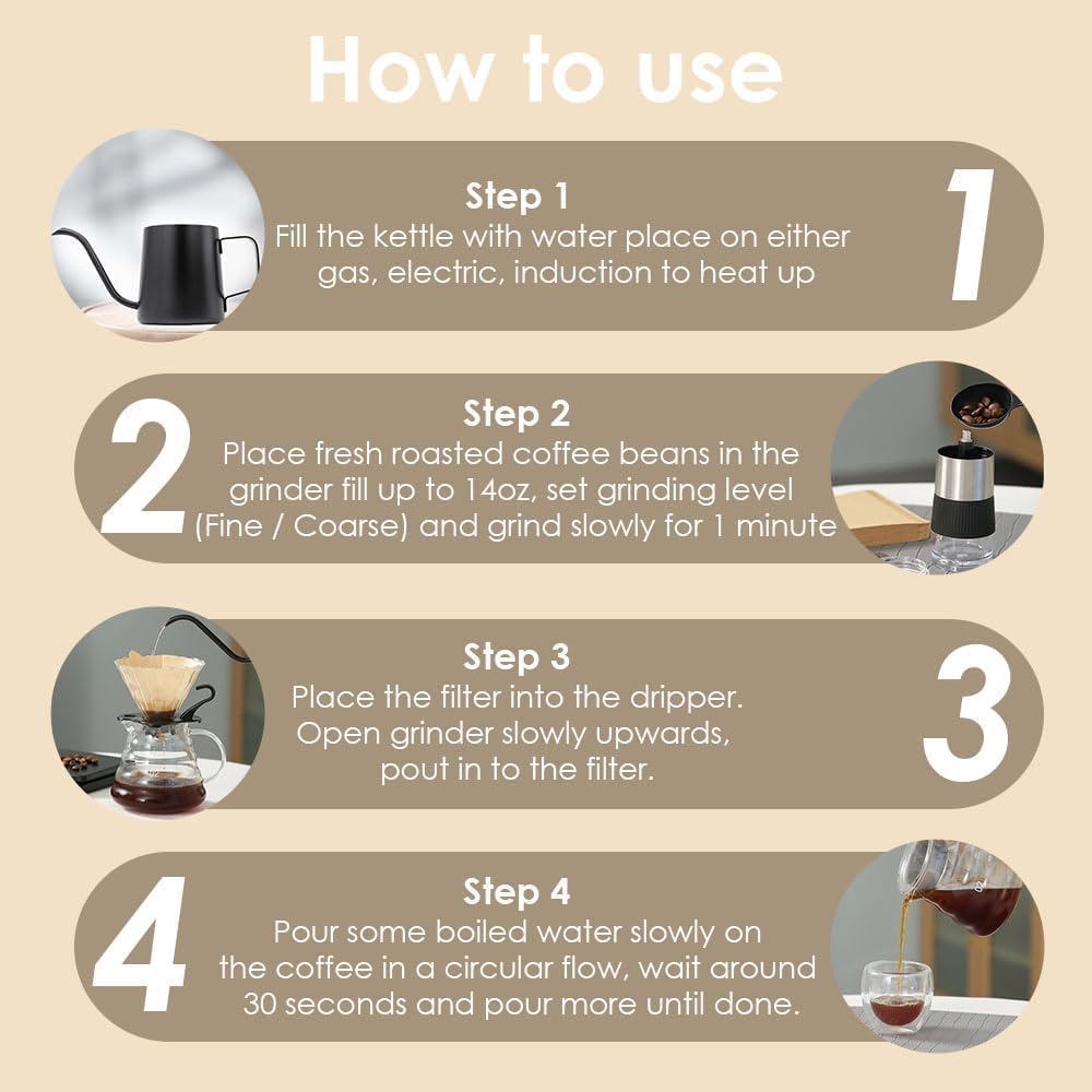 Bolivia's V60 Coffee Maker Set, 9-Piece Black Pour Over Coffee Kit with Portable Carry Case, Complete Coffee Brewing Set for Camping Travel and Home Use 3 Bolivia's V60 Coffee Maker Set, 9-Piece Black Pour Over Coffee Kit with Portable Carry Case, Complete Coffee Brewing Set for Camping Travel and Home Use - الصورة 3