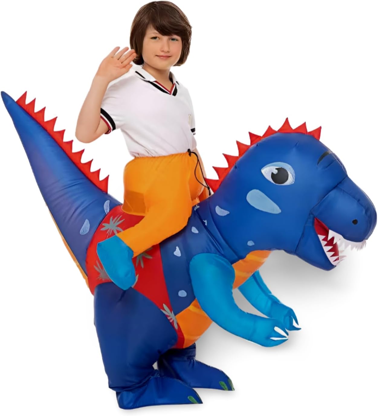 زي ديناصور قابل للنفخ للاطفال، ازرق وبرتقالي، 80-150 سم، البوليستر 3 زي ديناصور قابل للنفخ للاطفال، ازرق وبرتقالي، 80-150 سم، البوليستر - الصورة 3