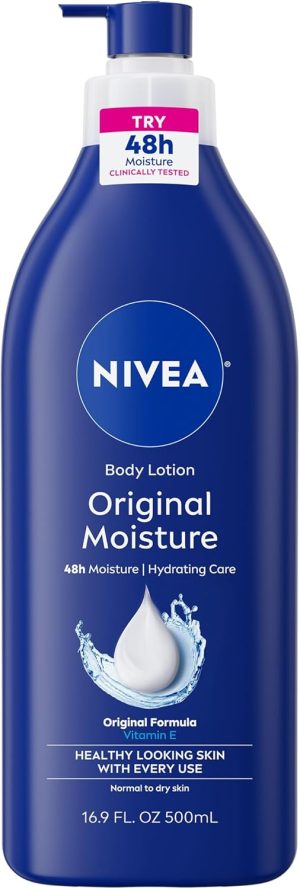 NIVEA Original Moisture Body Lotion with Vitamin E, Body Lotion for Dry Skin, 16.9 Fl Oz Pump Bottle