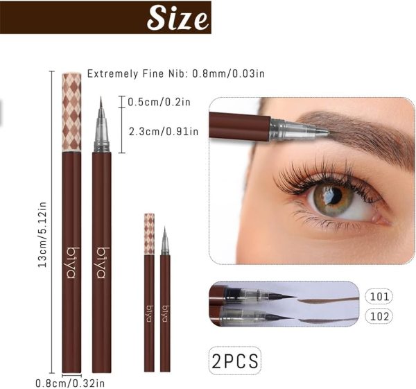 ⁦KASTWAVE 2 Pack Eyebrow Pencils, Ultra-Fine Waterproof Brow Pen, Waterproof, Sweat-Proof, Long-Lasting, Natural, No Dizzy Makeup, Natural Daily Look Perfect for Blondes & Dark Hair (Brown & Gray)⁩ - الصورة ⁦2⁩