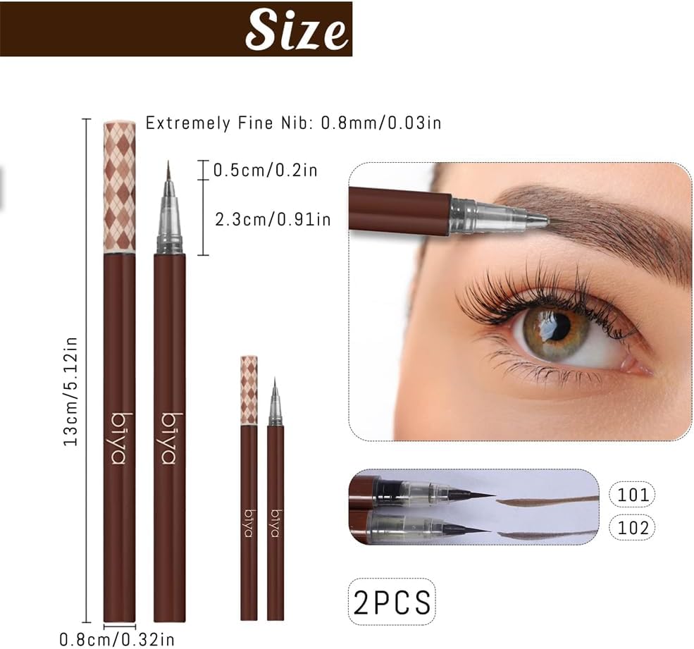 KASTWAVE 2 Pack Eyebrow Pencils, Ultra-Fine Waterproof Brow Pen, Waterproof, Sweat-Proof, Long-Lasting, Natural, No Dizzy Makeup, Natural Daily Look Perfect for Blondes & Dark Hair (Brown & Gray) 2 KASTWAVE 2 Pack Eyebrow Pencils, Ultra-Fine Waterproof Brow Pen, Waterproof, Sweat-Proof, Long-Lasting, Natural, No Dizzy Makeup, Natural Daily Look Perfect for Blondes & Dark Hair (Brown & Gray) - الصورة 2