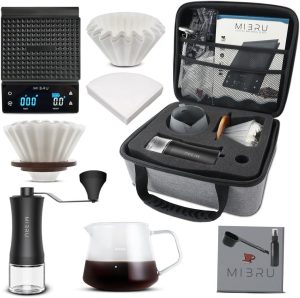MIBRU V60 Coffee Maker Set 11 PCS Pour Over Coffee Maker Set Drip Coffee Maker Kit with Portable Handbag حقيبة ادوات القهوه المختصه طقم (Handbag Style)