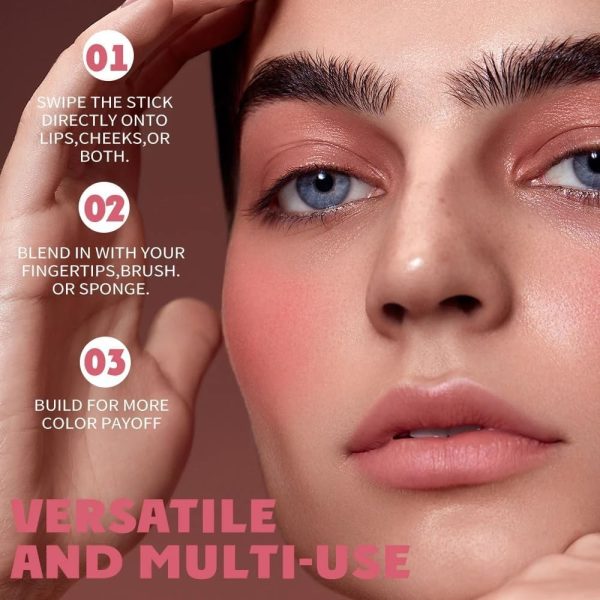 ⁦Hepiide Heart Blush Cream for Cheeks, Eyes, Lips - Natural Waterproof Sweat-Resistant Tinted Solid Stick With Long Lasting Makeup Multi-Use Color (06#, 1)⁩ - الصورة ⁦2⁩