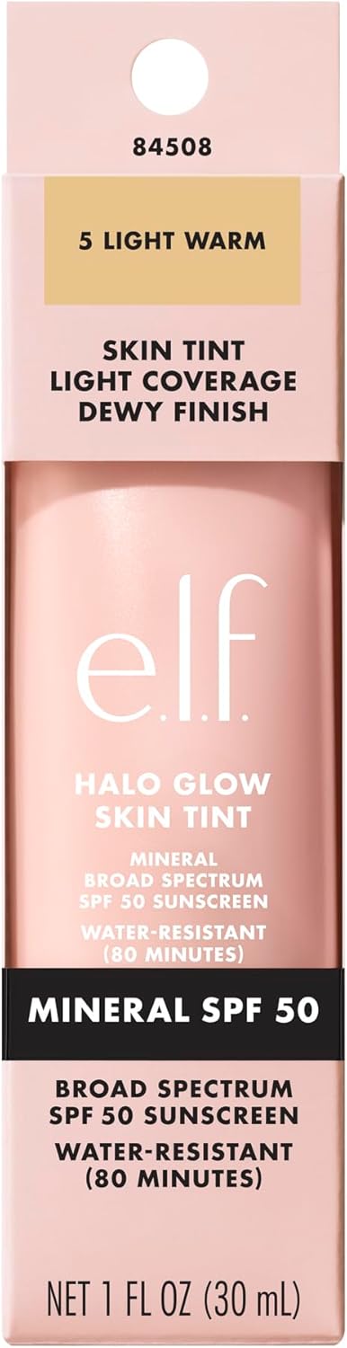 e.l.f. Halo Glow Skin Tint SPF 50, Tinted Moisturizer For Light, Buildable Coverage, Creates A Natural Glow, Vegan & Cruelty-Free, 5 Light Warm 8 e.l.f. Halo Glow Skin Tint SPF 50, Tinted Moisturizer For Light, Buildable Coverage, Creates A Natural Glow, Vegan & Cruelty-Free, 5 Light Warm - الصورة 8