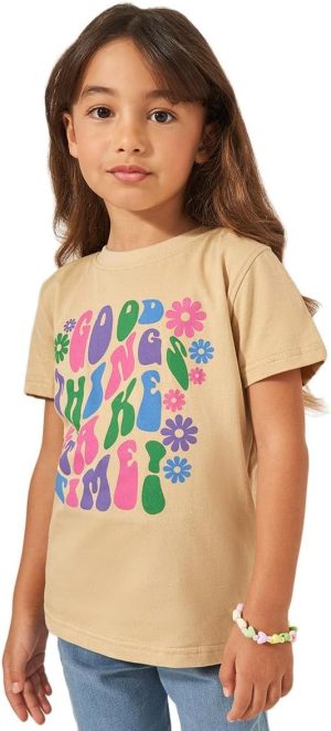 Styli Girls Slogan Print Round Neck T-Shirt