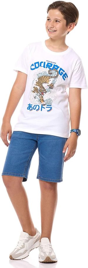 R&B Boys 325-1088TB094-1 Printed T-Shirt with Crew Neck and Short Sleeves