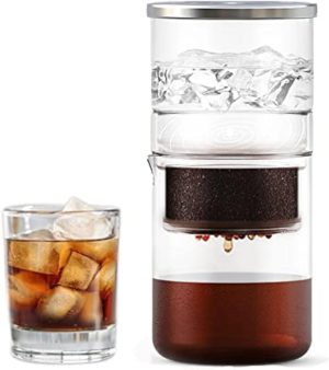 NALACAL 2 in 1 Cold Brew Dripper for Coffee, 300ml Detachable Glass Cold Brew Maker with Stainless Steel Filter, Glass Airtight & Leak-Proof Pitcher, for Lemonade, Ice Tea
