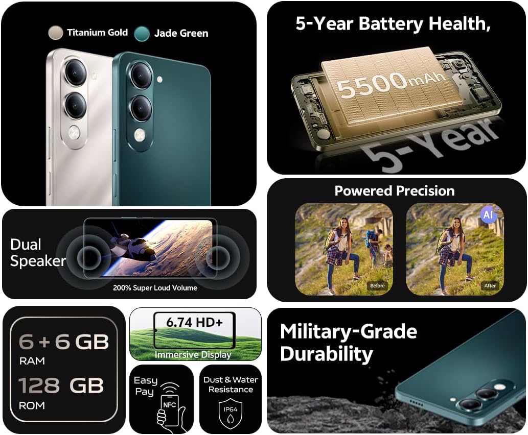 فيفو Y29s تيتانيوم جولد - ذاكرة RAM 6 جيجابايت | تخزين 128 جيجابايت | شاشة 6.75 بوصة HD | كاميرا 50 ميجابايت | بطارية 5500 ميللي امبير في الساعة | مقاومة للماء والغبار IP64 | سماعات أذن 2 فيفو Y29s تيتانيوم جولد - ذاكرة RAM 6 جيجابايت | تخزين 128 جيجابايت | شاشة 6.75 بوصة HD | كاميرا 50 ميجابايت | بطارية 5500 ميللي امبير في الساعة | مقاومة للماء والغبار IP64 | سماعات أذن - الصورة 2