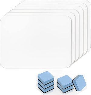 Excefore 6 PCS Small White Boards, 21 x 30 cm Double-Sided Dry Erase Lapboard with 6 Dry Erasers, Mini Kid Whiteboards for Kids, Students, Teachers, Classroom, Home, Office