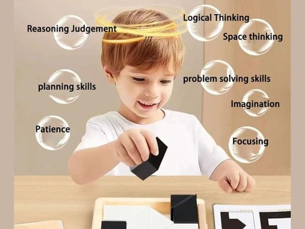 ⁦ALMEKAQUZ Intelligence Puzzle Wooden Blocks Puzzle Table Games, Brain Teaser Puzzle Game with 80 Challenges,Brain Toys for Kids, STEM Montessori Toys for Boys Girls,Travel Toys,Stocking Stuffers⁩ - الصورة ⁦5⁩