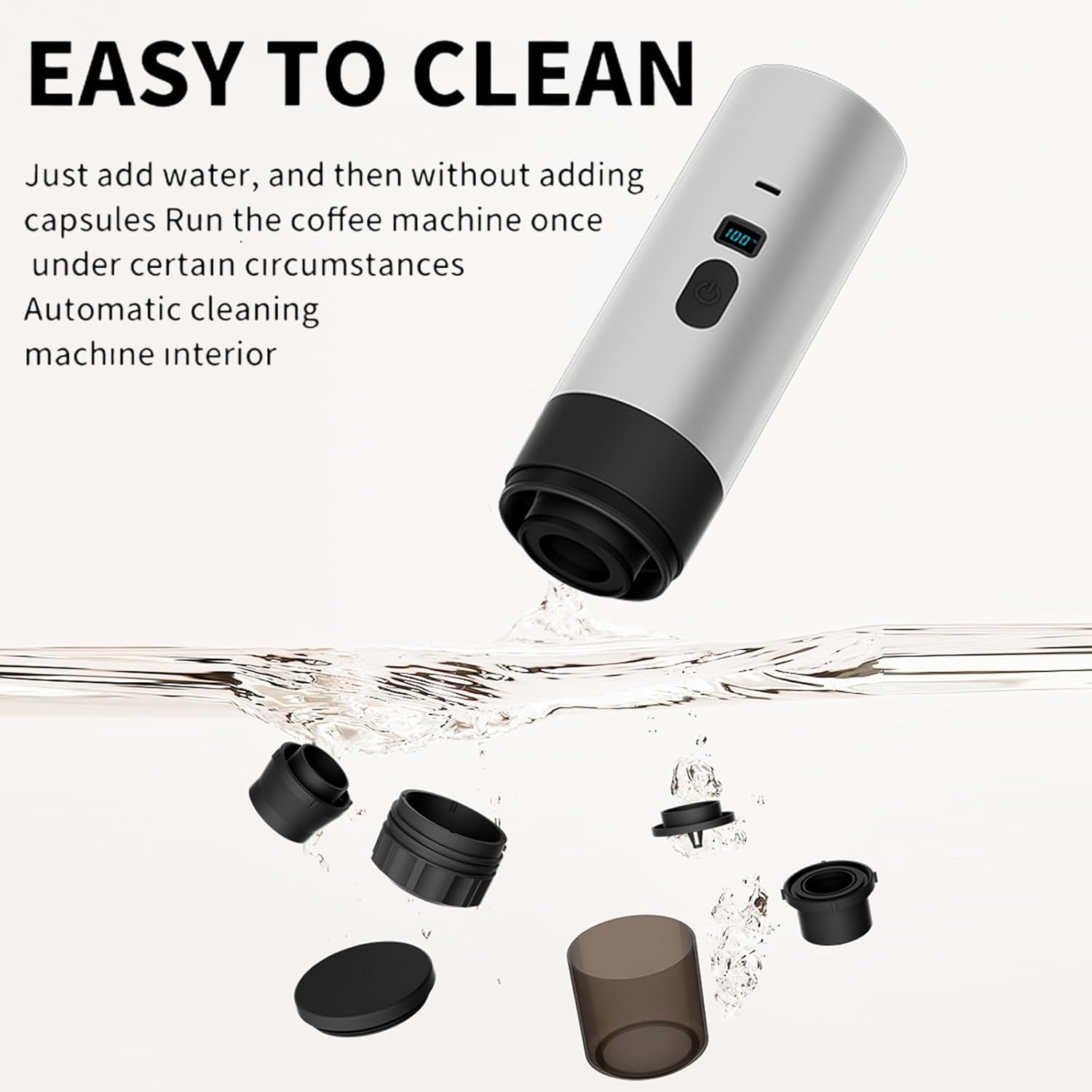 EastChoix Portable Espresso Machine, High-Pressure Self-Heating Coffee Maker, 3-in-1 Wireless Design Compatible with Coffee Capsules & Ground Coffee, USB-C Charging, for Travel, Camping & Office Use 8 EastChoix Portable Espresso Machine, High-Pressure Self-Heating Coffee Maker, 3-in-1 Wireless Design Compatible with Coffee Capsules & Ground Coffee, USB-C Charging, for Travel, Camping & Office Use - الصورة 8