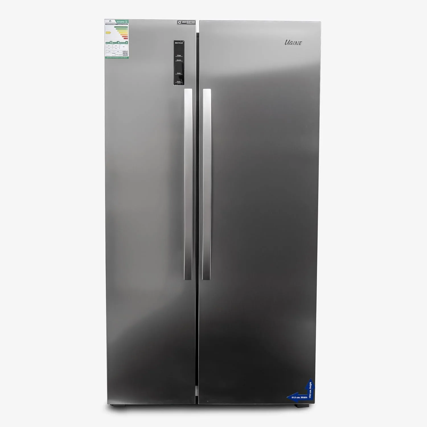 Ugine Refrigerator, Side By Side, 637 L, 22.4 Cu.Ft, Steel - URKSBS637