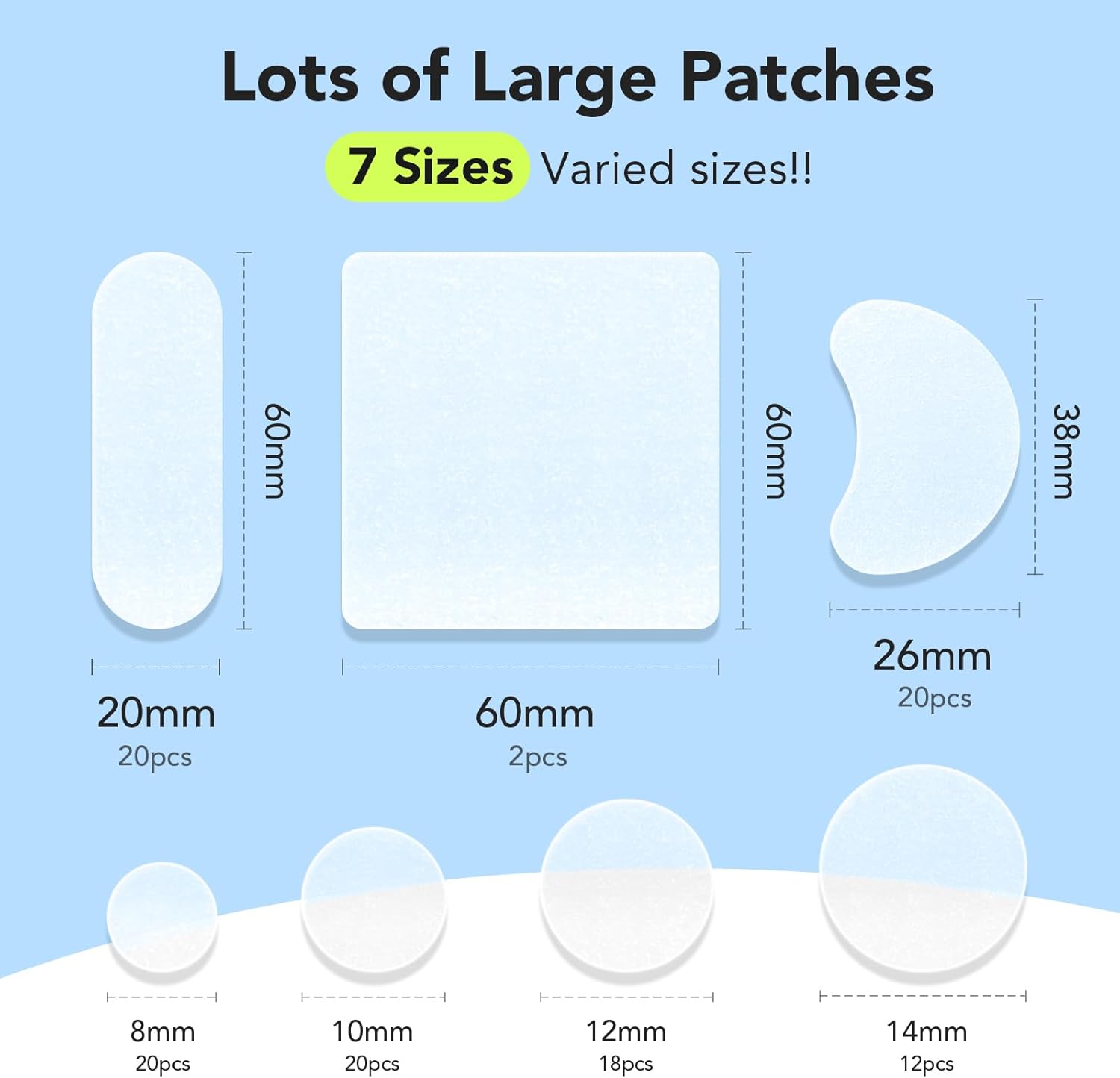 LitBear Large Pimple Patches (7 Sizes 112 Counts), Big Acne Patches, XL Hydrocolloid Bandages for Full Face, Forehead, Chin, Nose, Body, Back, Neck & Chest, Oval, Moon, Square hydrocolloid Patch 2 LitBear Large Pimple Patches (7 Sizes 112 Counts), Big Acne Patches, XL Hydrocolloid Bandages for Full Face, Forehead, Chin, Nose, Body, Back, Neck & Chest, Oval, Moon, Square hydrocolloid Patch - الصورة 2