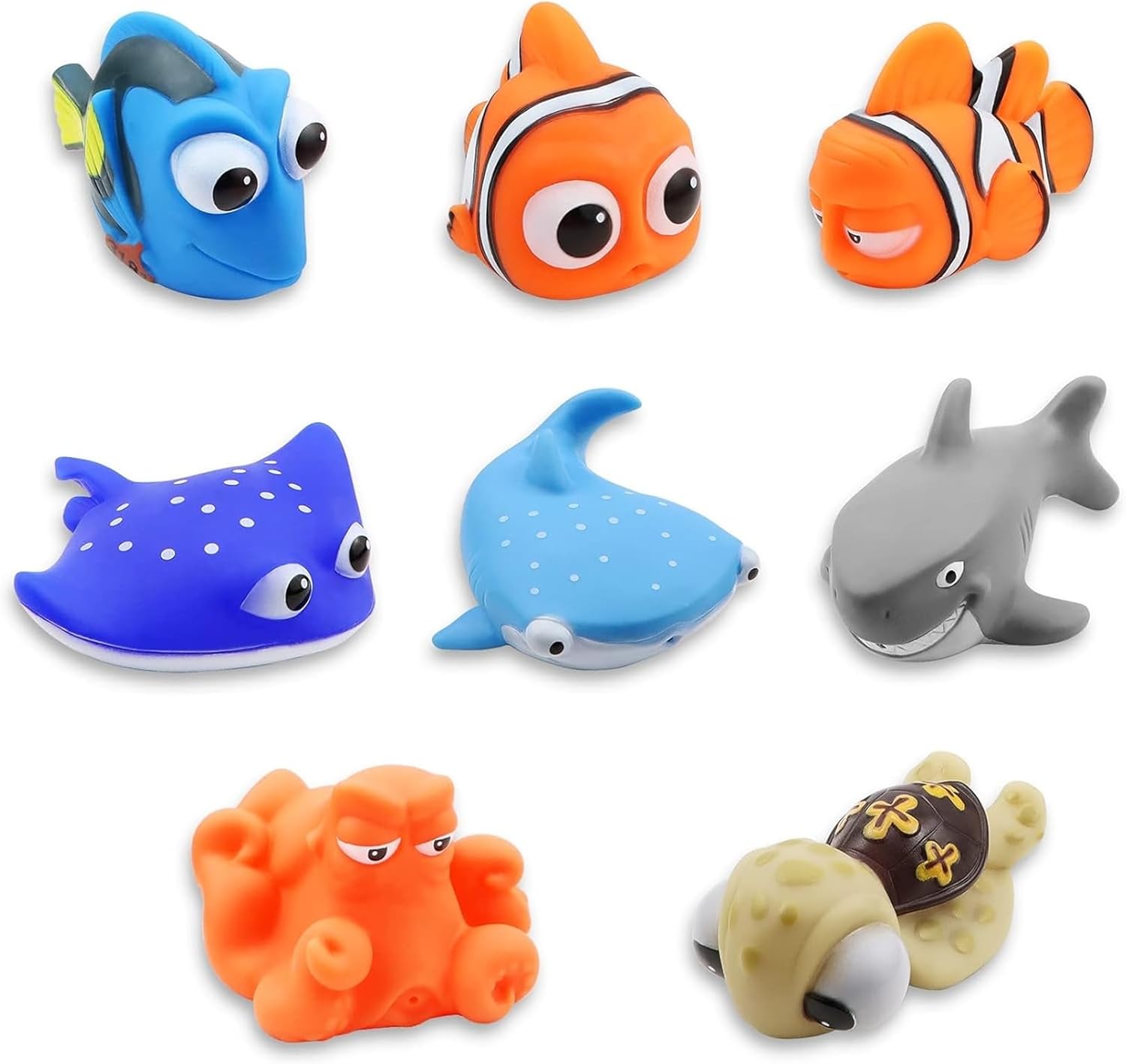 Andanna 8pcs Multicolor Sea Life Baby Bath Toys, Ages 6-18 Months, PVC Material, Squirting Water Toys for Kids Bathtub & Pool, Includes Turtle, Dory, Shark & More 1 Andanna 8pcs Multicolor Sea Life Baby Bath Toys, Ages 6-18 Months, PVC Material, Squirting Water Toys for Kids Bathtub & Pool, Includes Turtle, Dory, Shark & More