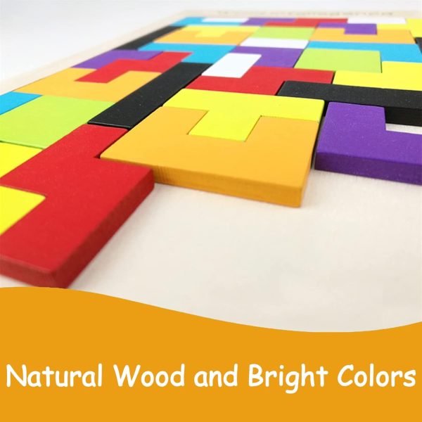 ⁦X Spring Wooden Puzzle Brain Teaser, Russian Tangram Intelligence Colorful 3D Jigsaw Game, Stem Montessori Educational Gift for Ages 4-8 Kids and Adults⁩ - الصورة ⁦2⁩