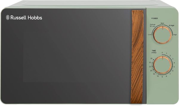 Russell Hobbs RHMM713MG-N 17 Litre Matt Green Manual Microwave with Wood Effect handle and dials