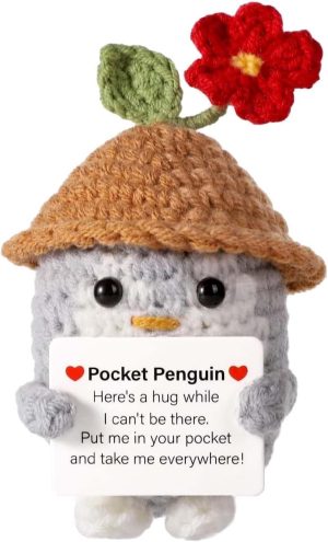 Positive Penguin Pocket, Penguin Emotional Support Plush, Mini Funny Positive Penguins Crochet Doll Pocket Hug Penguins Emotional Support Plush Good Luck Gift Birthday Christmas Decoration