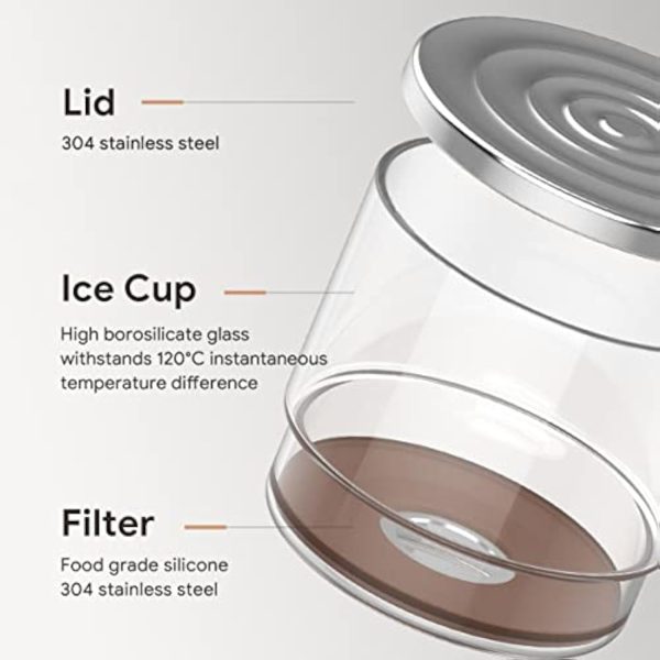 ⁦NALACAL 2 in 1 Cold Brew Dripper for Coffee, 300ml Detachable Glass Cold Brew Maker with Stainless Steel Filter, Glass Airtight & Leak-Proof Pitcher, for Lemonade, Ice Tea⁩ - الصورة ⁦4⁩