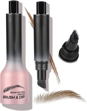 ALMEKAQUZ Brow Angled Brush & Dip Liquid Eyebrow Gel, Brow Lamination & Powder Pen, Eyebrow Hair Stroke Brush, Wild Eyebrow Pencil Waterproof Long Lasting Quick Drying (Taupe)