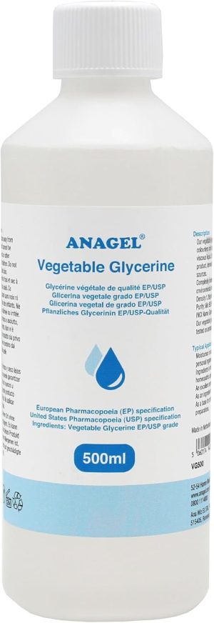 ANAGEL Vegetable Glycerine | EP/USP Grade, NON-GMO, Colourless and Odourless | 500ml