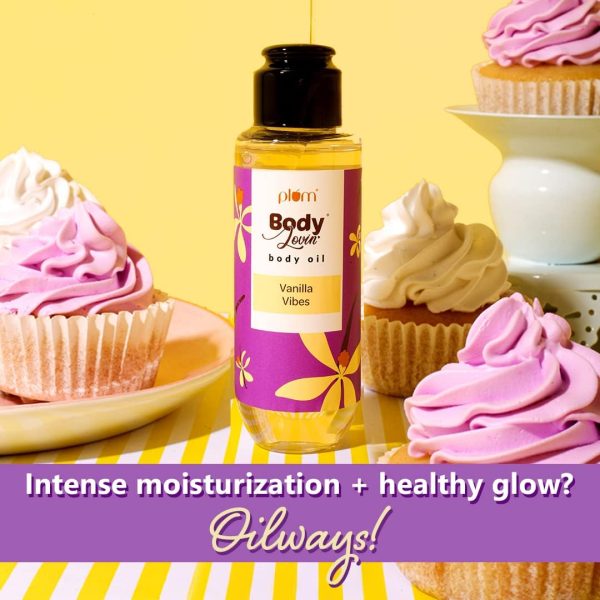 ⁦Plum BodyLovin' Vanilla Vibes Body Oil | Intense Moisture & Instant Glow | Long Lasting Warm Vanilla Fragrance | Non-Greasy & Lightweight | Soft & Nourished Skin | For Dry To Very Dry Skin - 100ml⁩ - الصورة ⁦2⁩