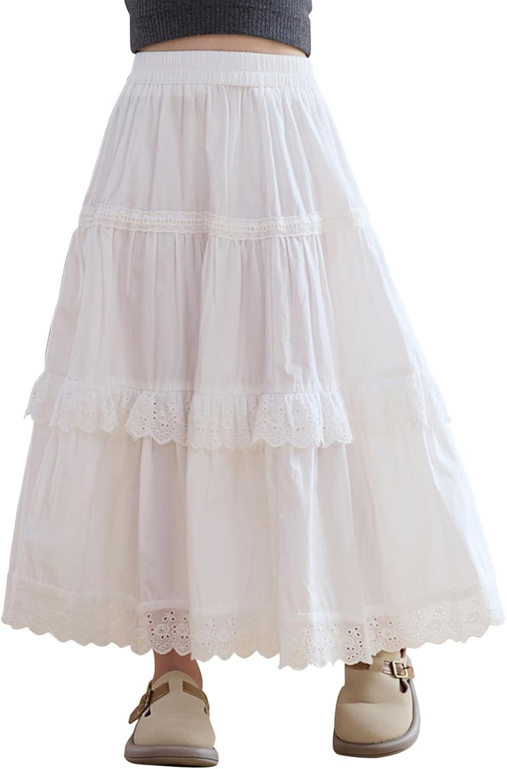 SEAUR Girls Maxi Skirt with Ruffle Tier Casual Kids Skirt with Pocket A-Line Elastic Waist Cotton Blend School Daily Casual Party Summer Wear 3-12 Years 1 SEAUR Girls Maxi Skirt with Ruffle Tier Casual Kids Skirt with Pocket A-Line Elastic Waist Cotton Blend School Daily Casual Party Summer Wear 3-12 Years